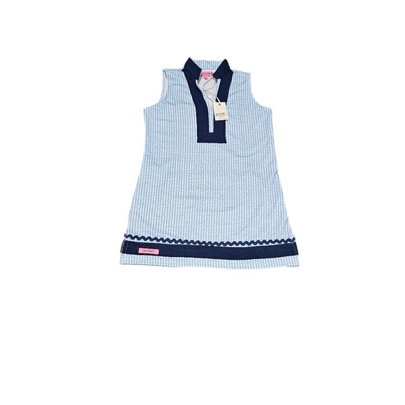 Simply Southern Youth Sleeveless Tunic Dress Blue & Navy Striped Pattern YS - Picture 1 of 7